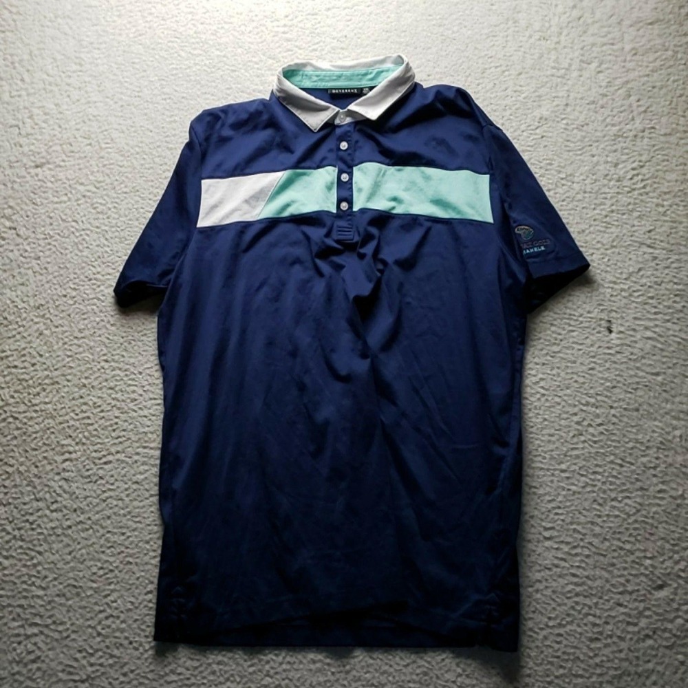 Devereux Polo Shirt Mens 2XL Blue Colorblock Brunner Jersey Golf Performance Top
